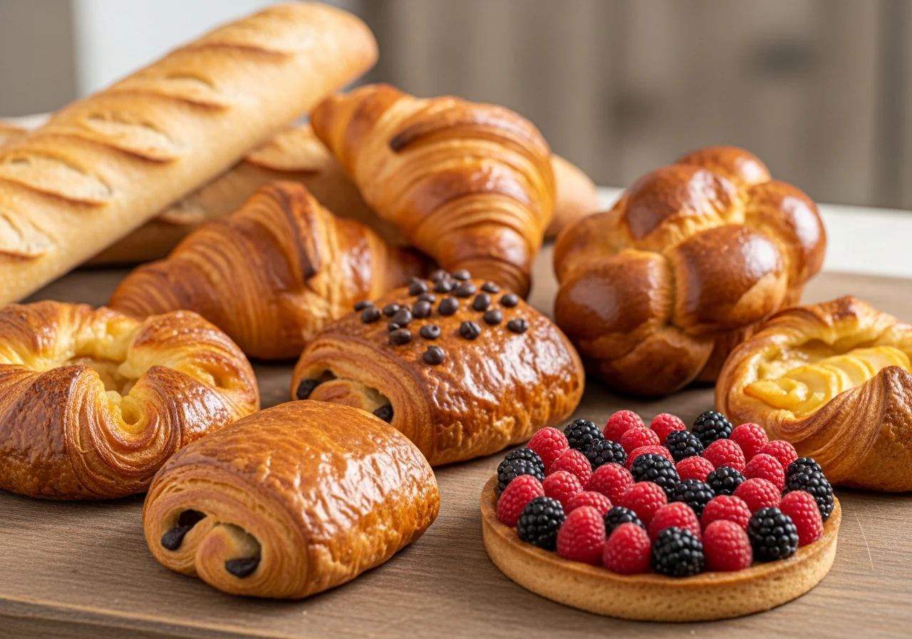 Assortiment de pains artisanaux et pâtisseries de La Savinoise